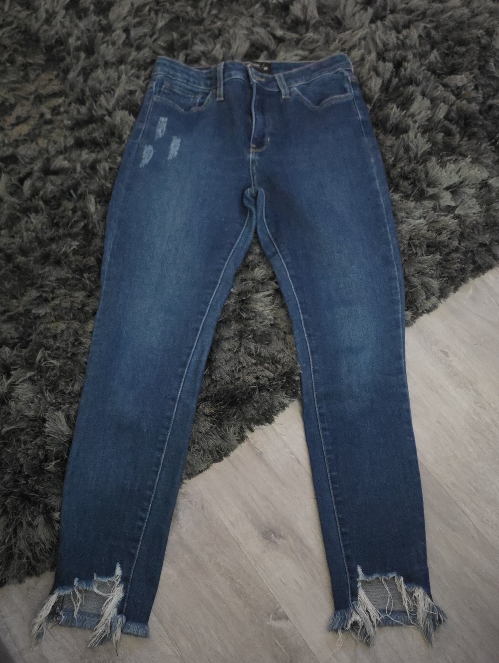 Just Black Indigo Skinny Jeans with Distressed Hem